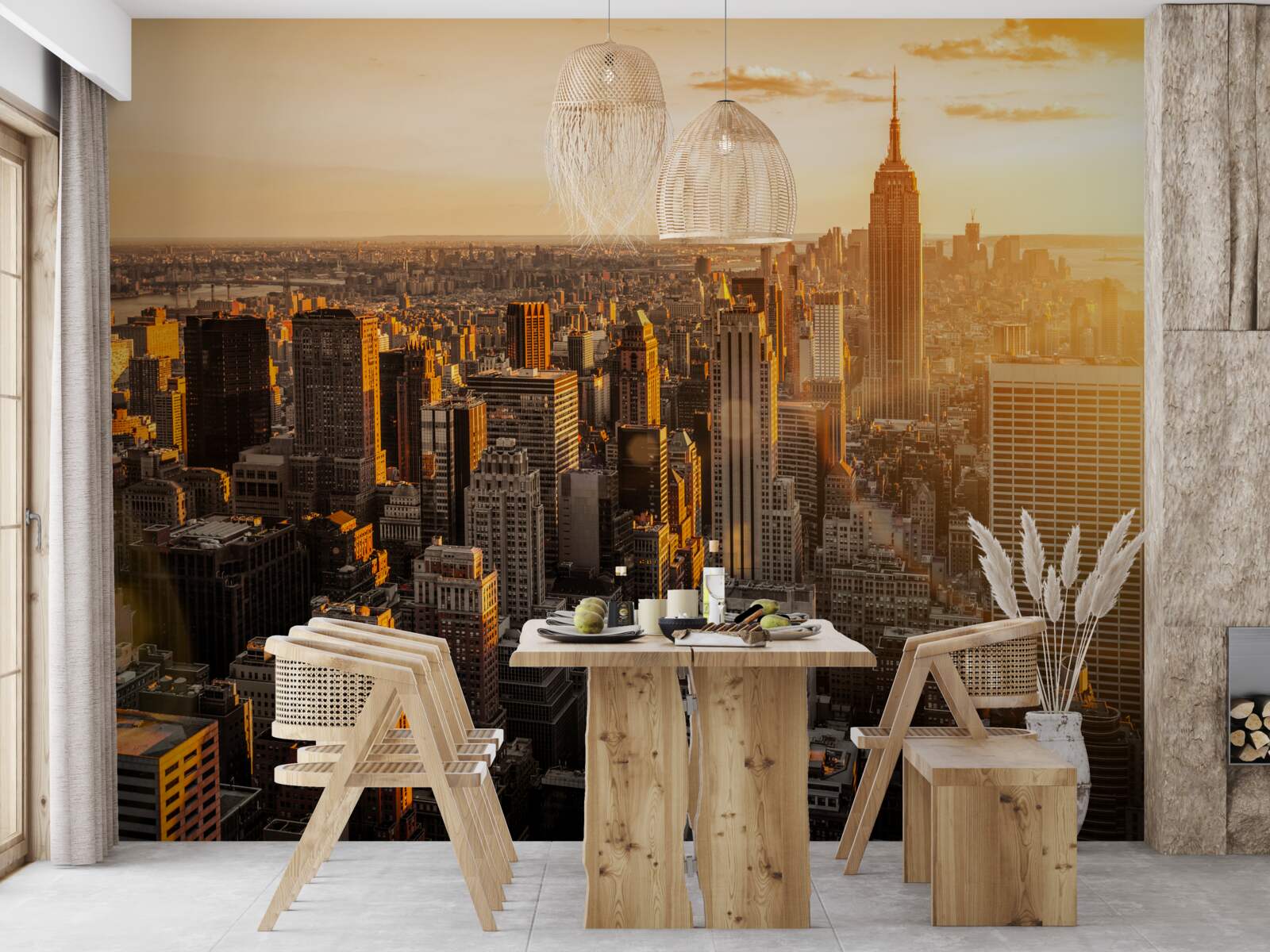 Фотошпалери хмарочоси нью-йорка у світлі призахідного сонця