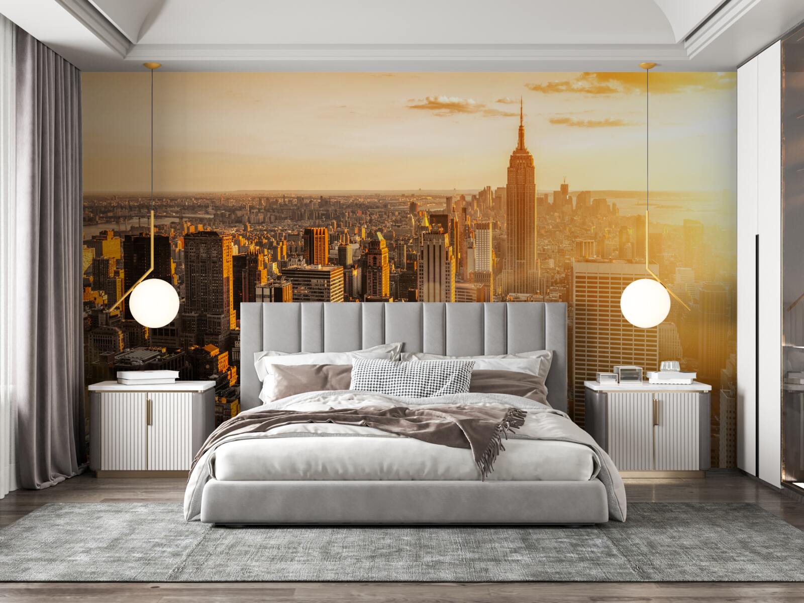 Фотошпалери хмарочоси нью-йорка у світлі призахідного сонця