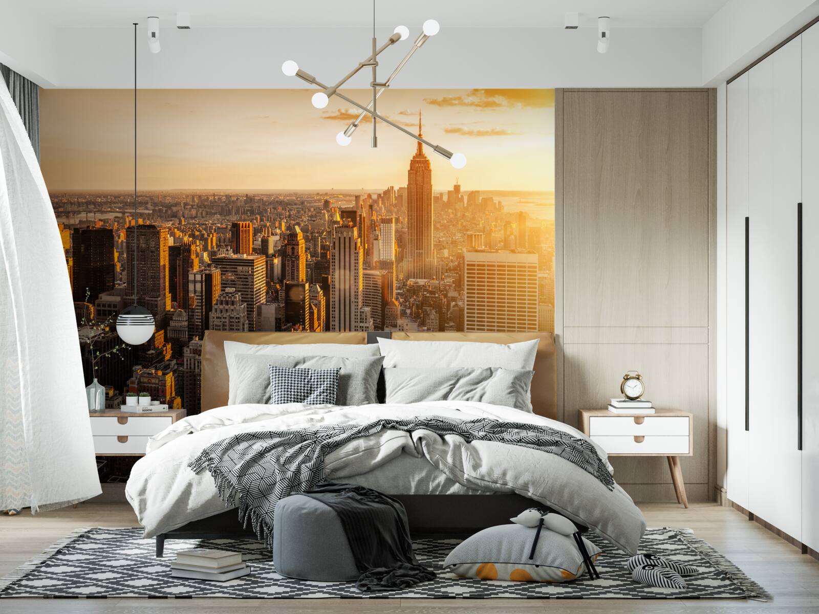 Фотошпалери хмарочоси нью-йорка у світлі призахідного сонця