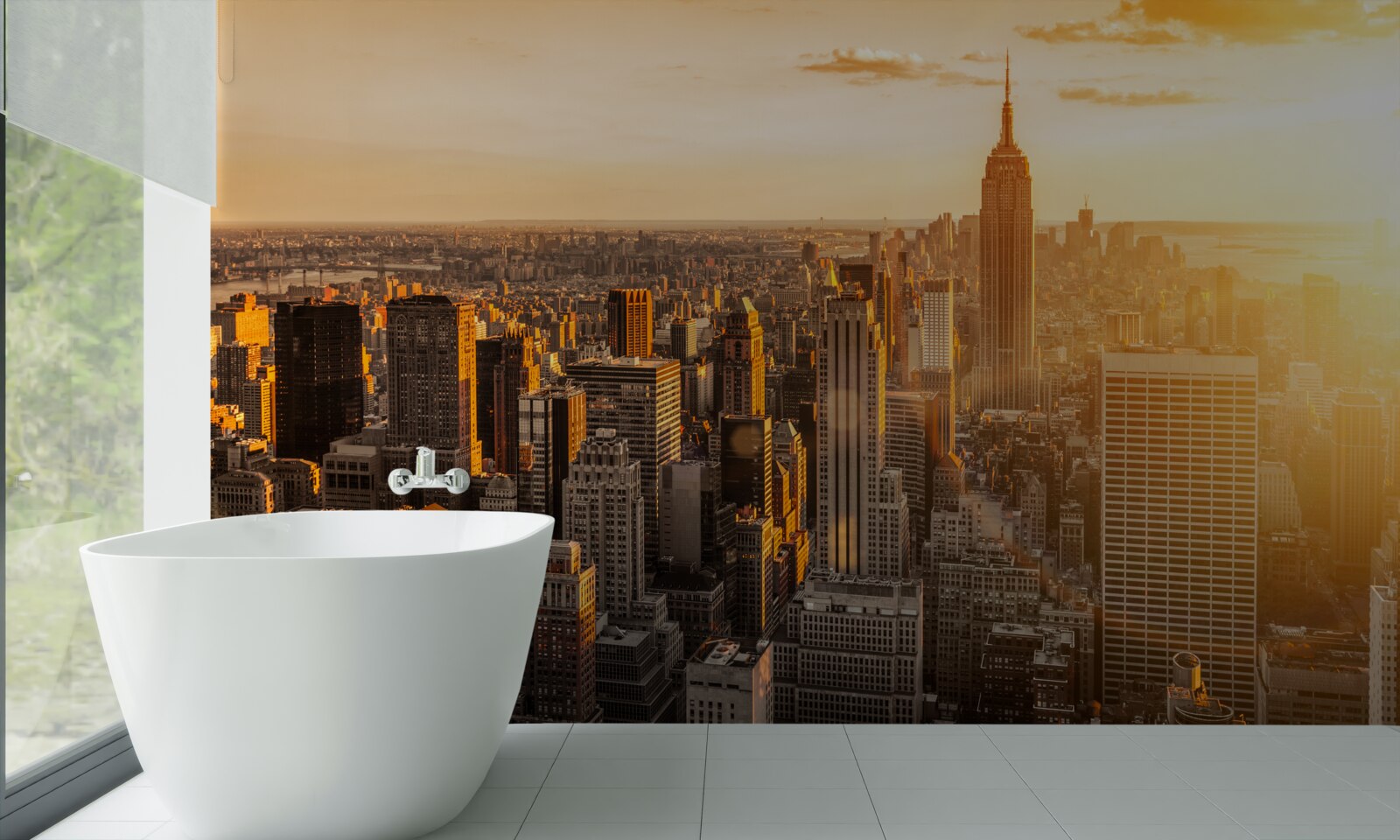 Фотошпалери хмарочоси нью-йорка у світлі призахідного сонця