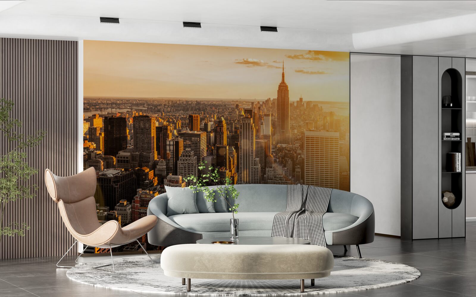 Фотошпалери хмарочоси нью-йорка у світлі призахідного сонця