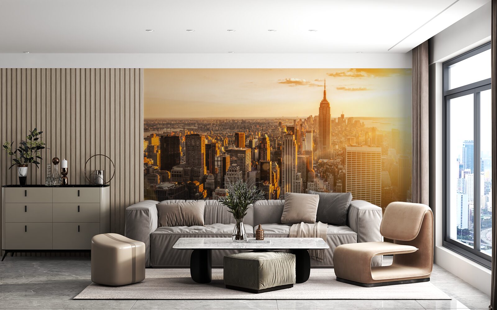 Фотошпалери хмарочоси нью-йорка у світлі призахідного сонця