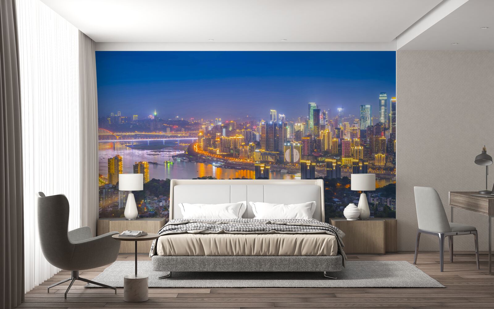 Фотошпалери мегаполіс сучасної ночі