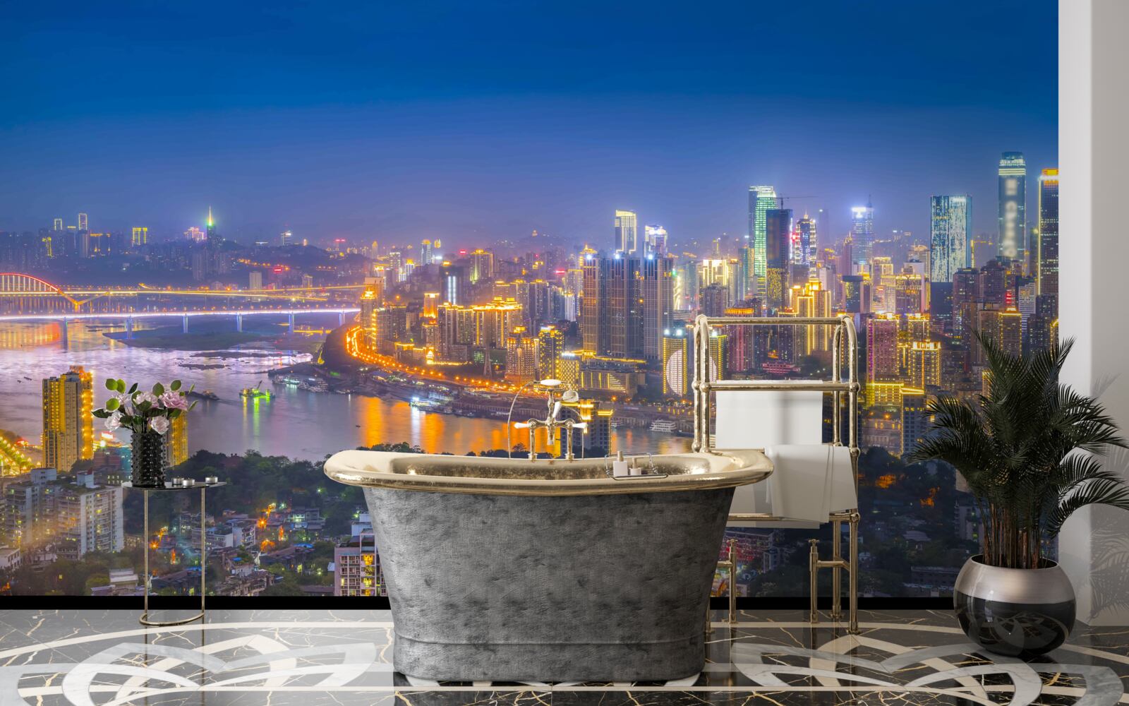 Фотошпалери мегаполіс сучасної ночі