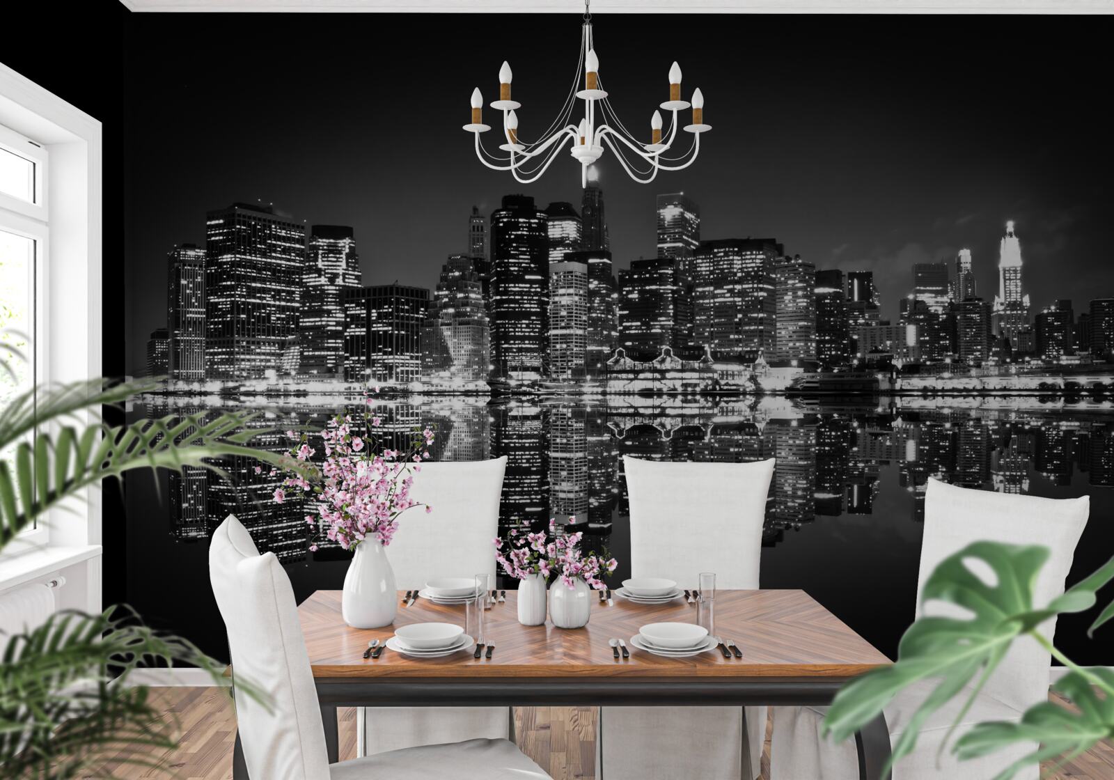 Фотошпалери велике місто віддзеркалюється у воді