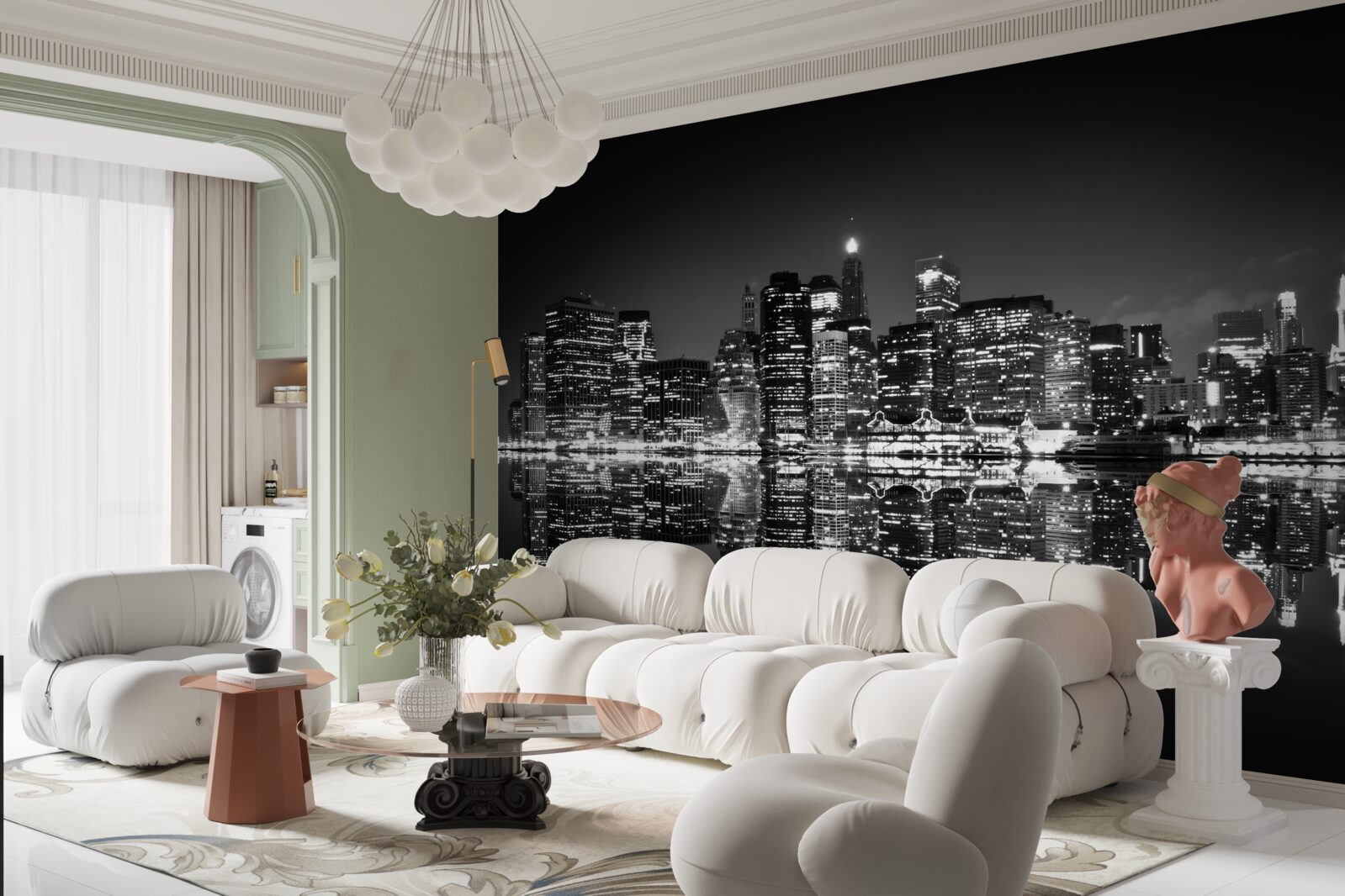 Фотошпалери велике місто віддзеркалюється у воді