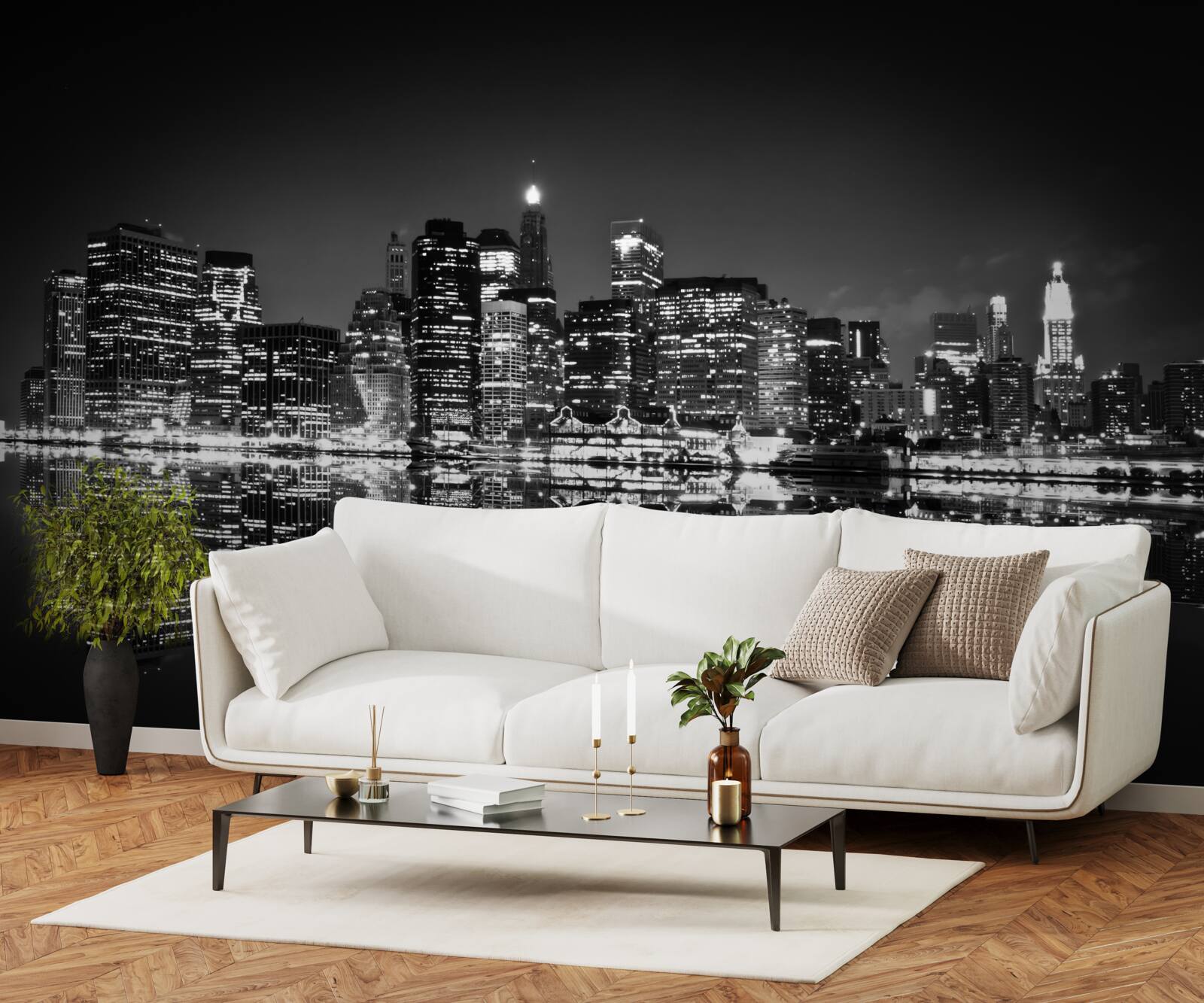 Фотошпалери велике місто віддзеркалюється у воді