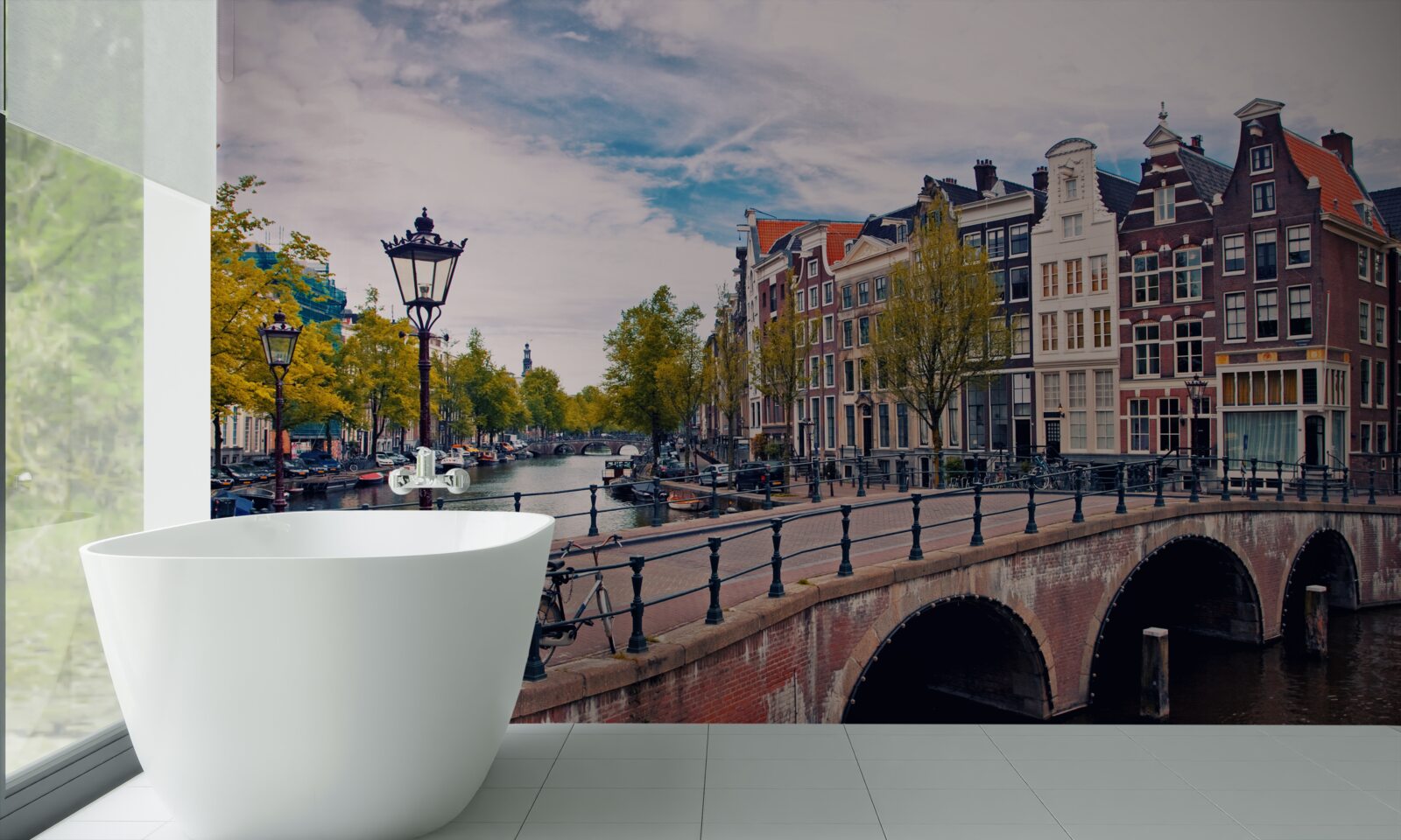 Фотошпалери міст через канал в амстердамі
