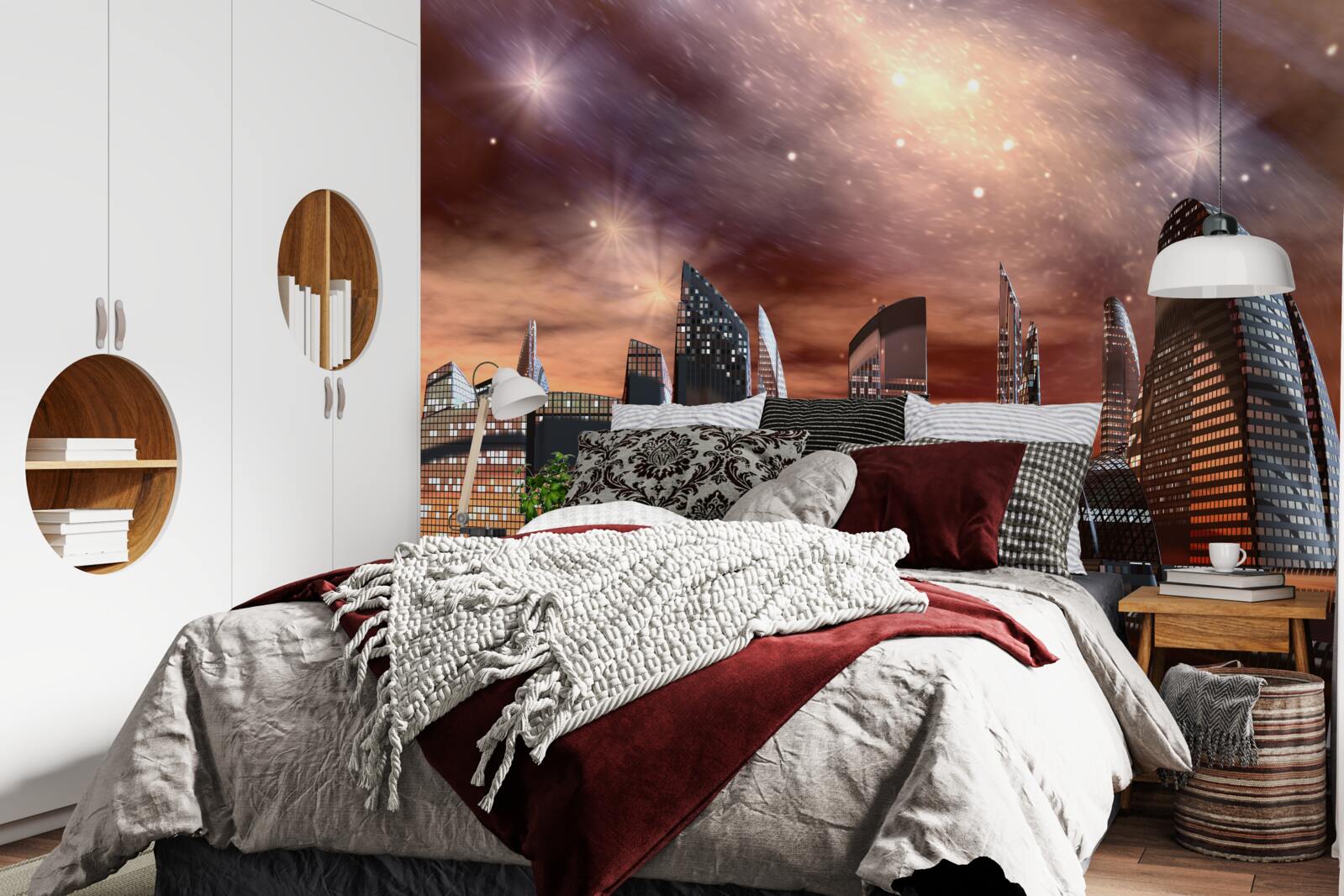 Фотошпалери місто під зоряним небом