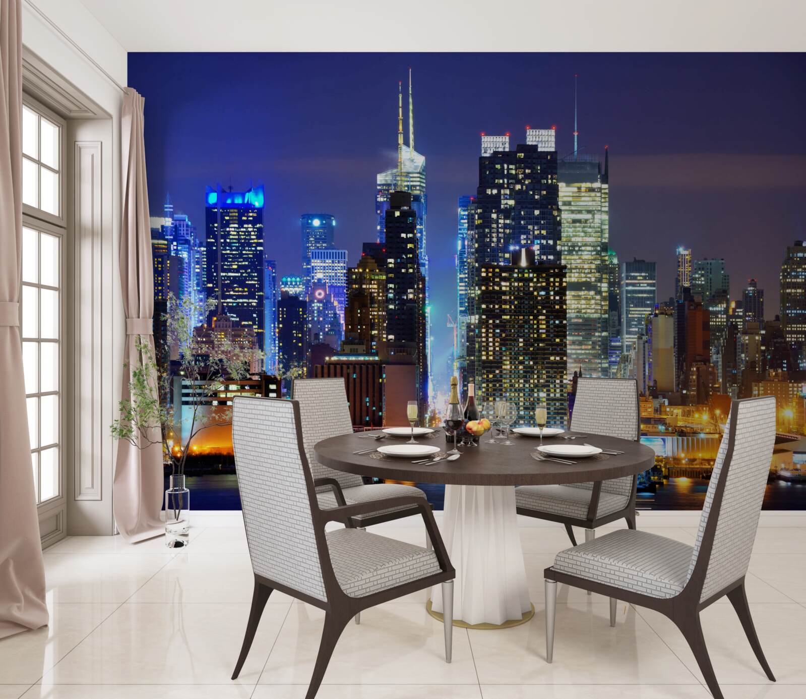 Фотошпалери панорамний нічний вид на місто, від якого перехоплює подих