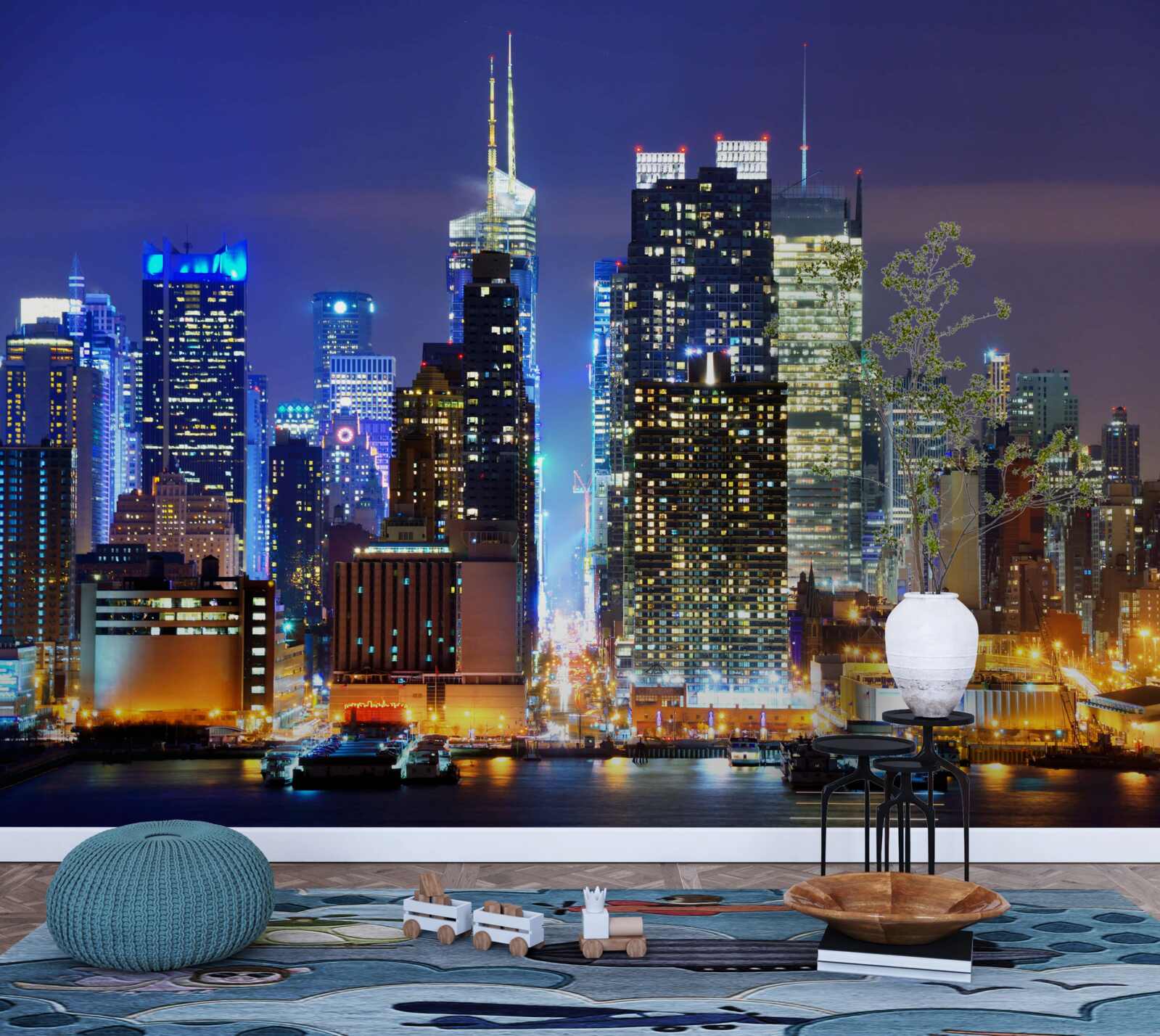 Фотошпалери панорамний нічний вид на місто, від якого перехоплює подих