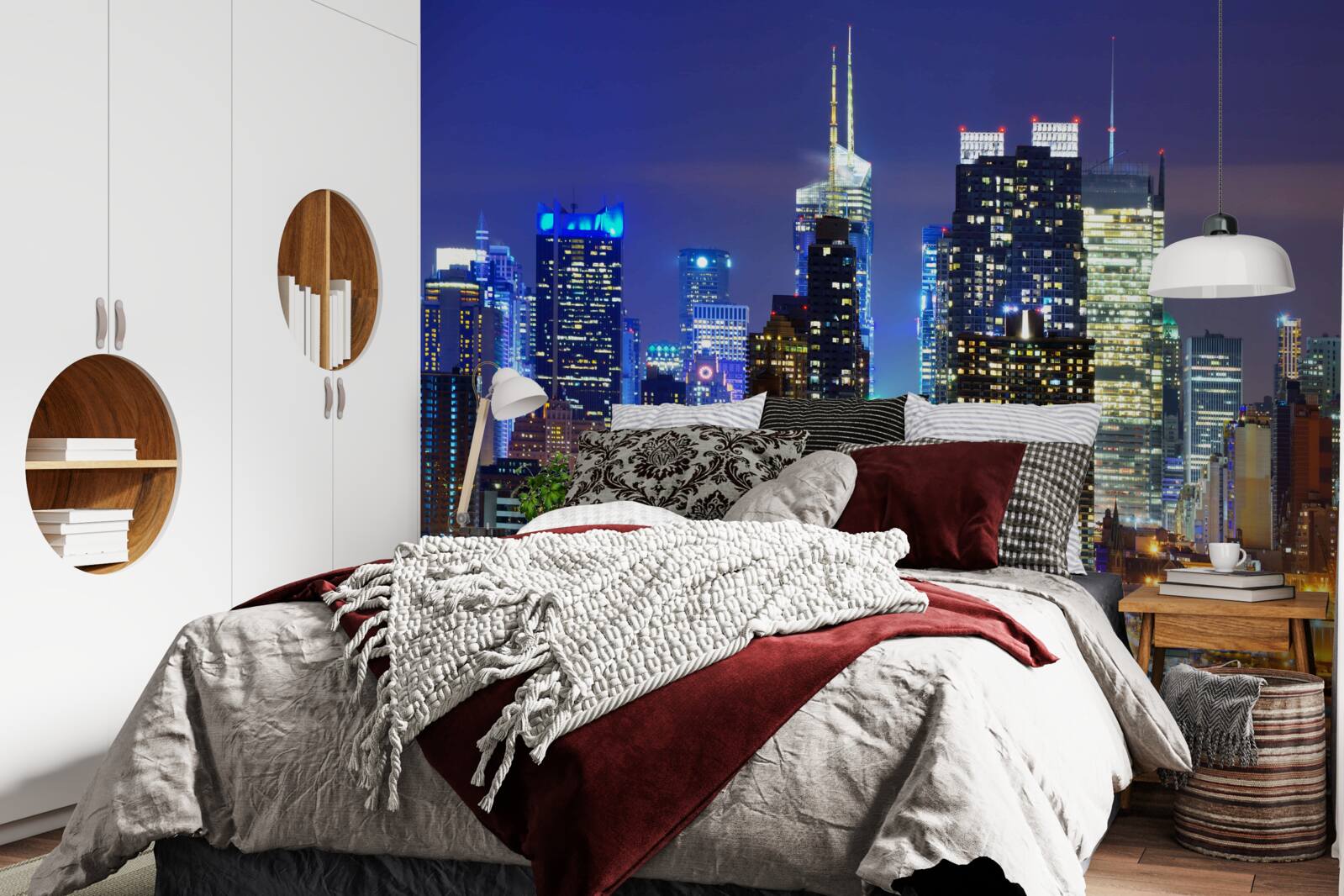 Фотошпалери панорамний нічний вид на місто, від якого перехоплює подих