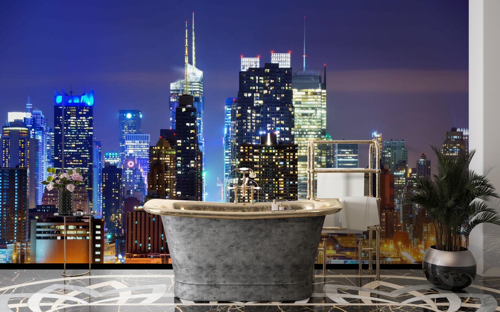 Фотошпалери панорамний нічний вид на місто, від якого перехоплює подих