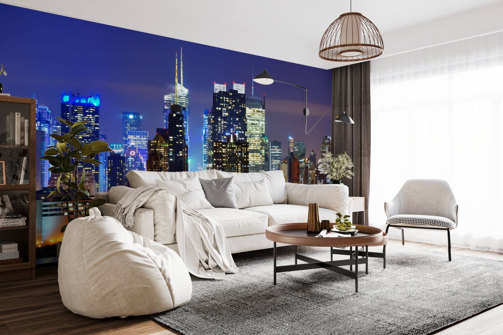 Фотошпалери панорамний нічний вид на місто, від якого перехоплює подих