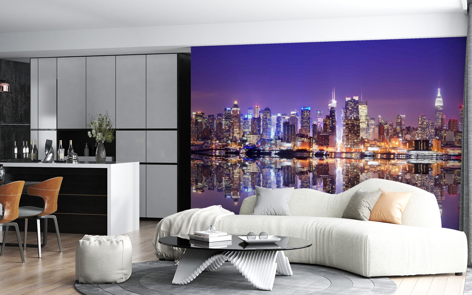 Фотошпалери мегаполіс з вечірньою ілюмінацією