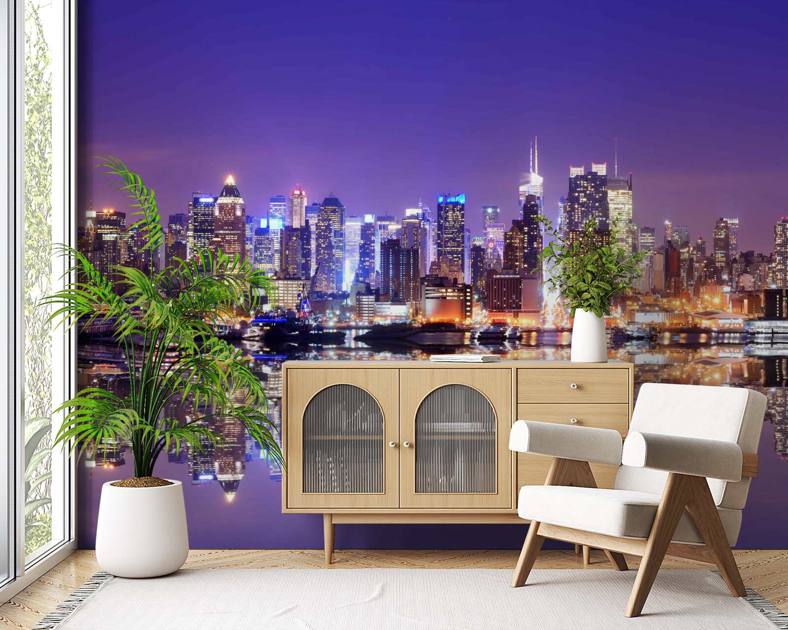 Фотошпалери мегаполіс з вечірньою ілюмінацією