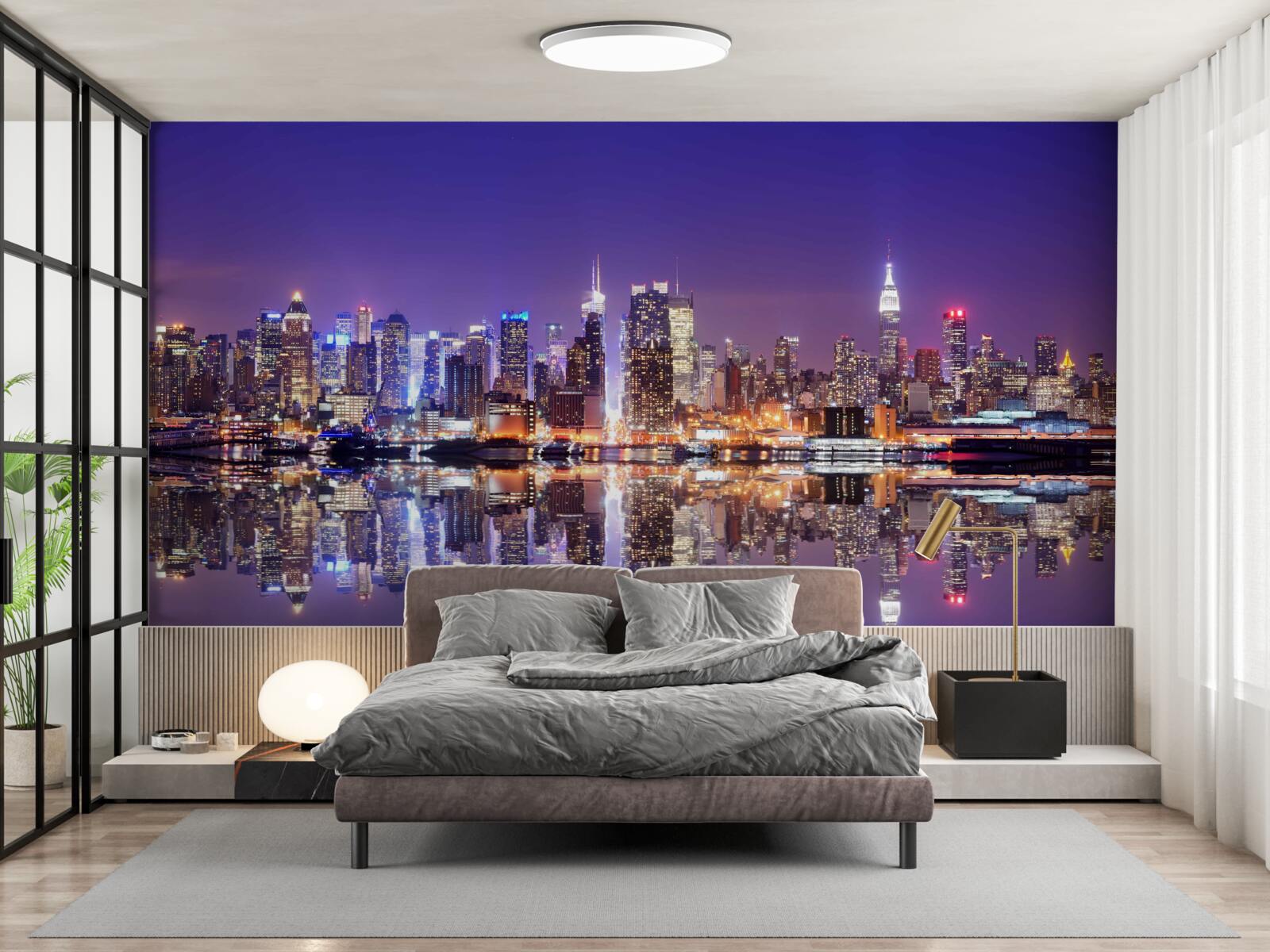 Фотошпалери мегаполіс з вечірньою ілюмінацією