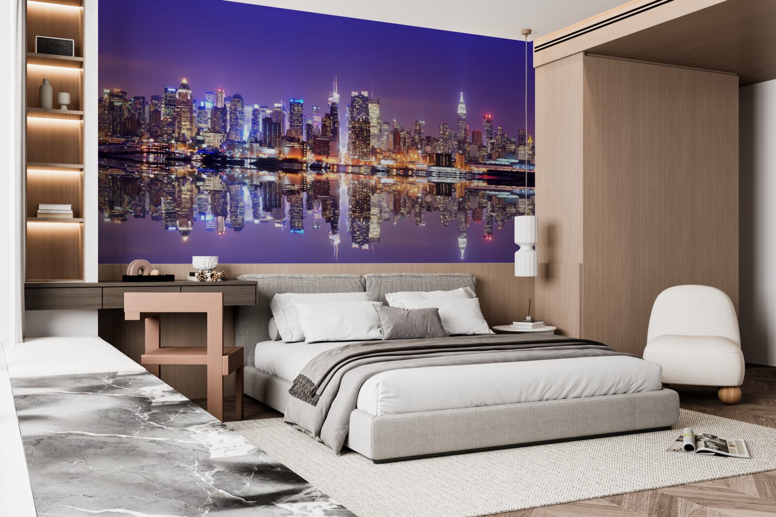 Фотошпалери мегаполіс з вечірньою ілюмінацією