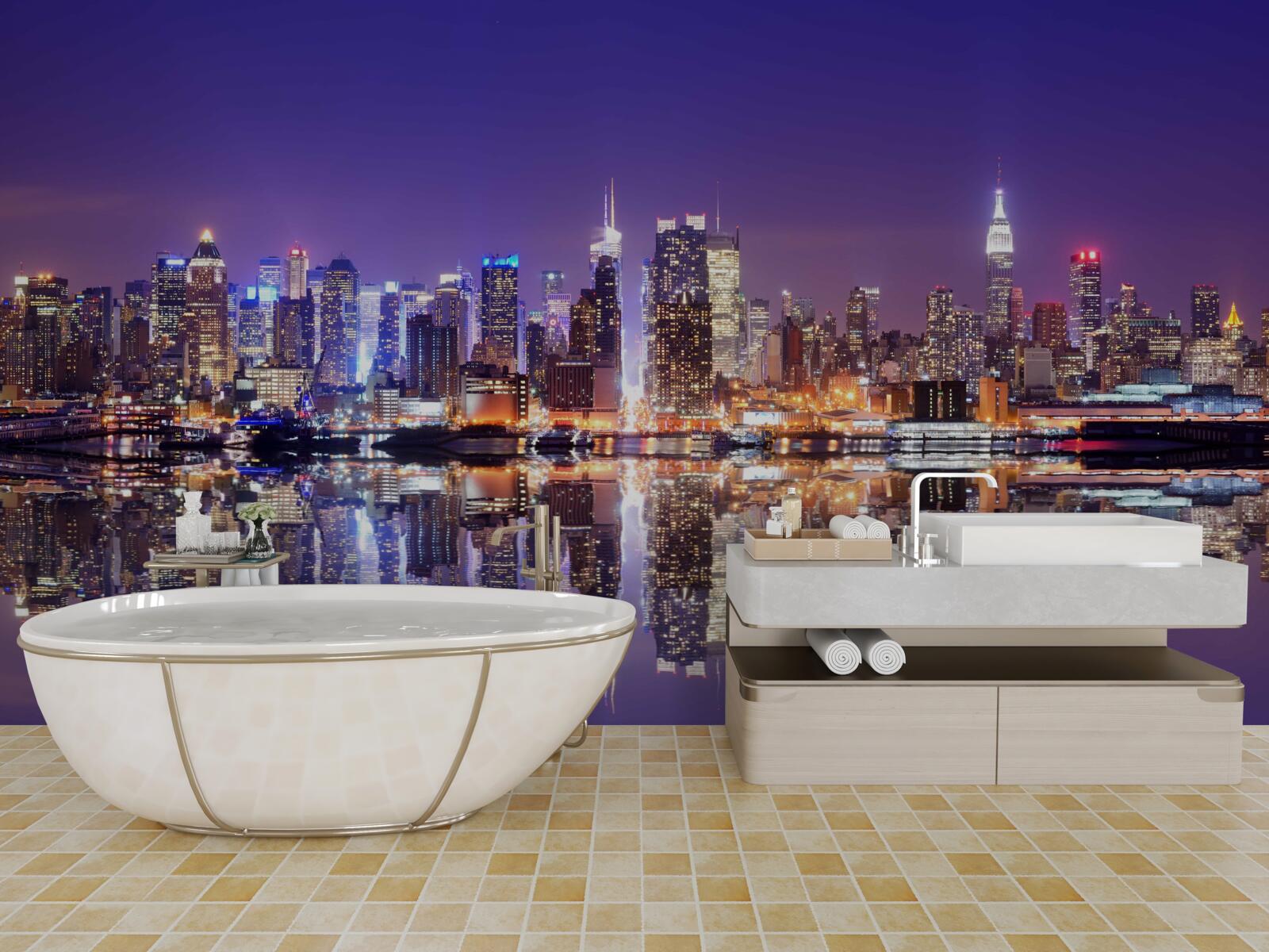 Фотошпалери мегаполіс з вечірньою ілюмінацією