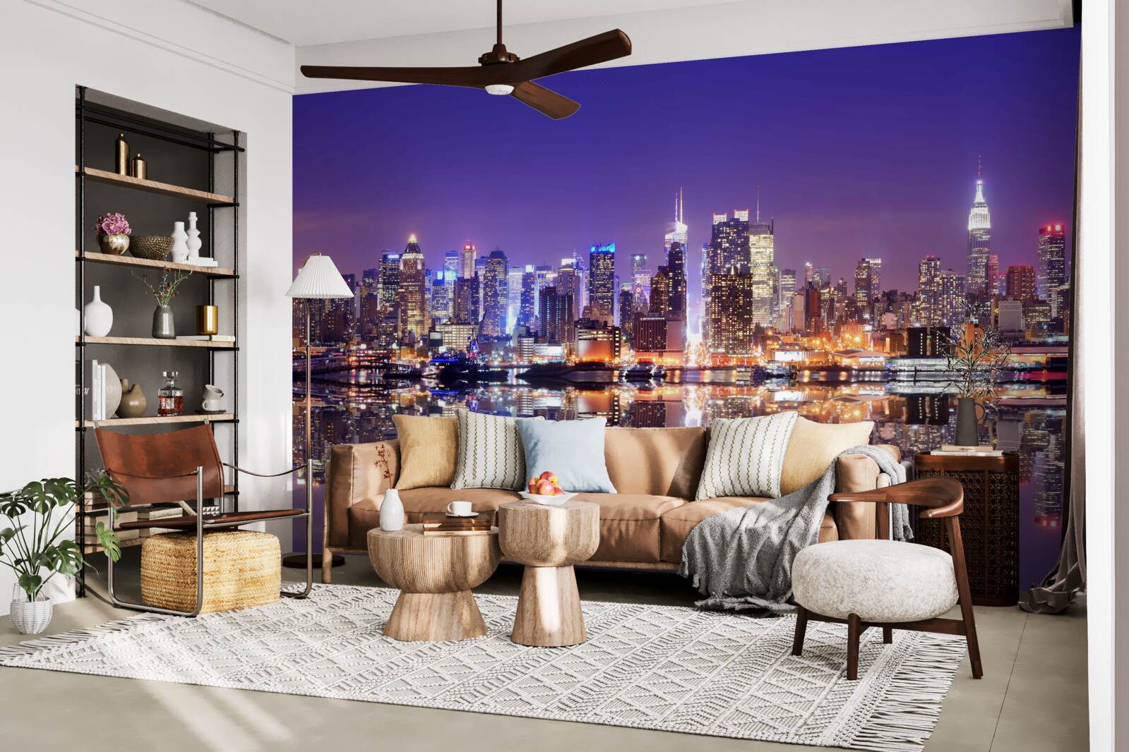 Фотошпалери мегаполіс з вечірньою ілюмінацією