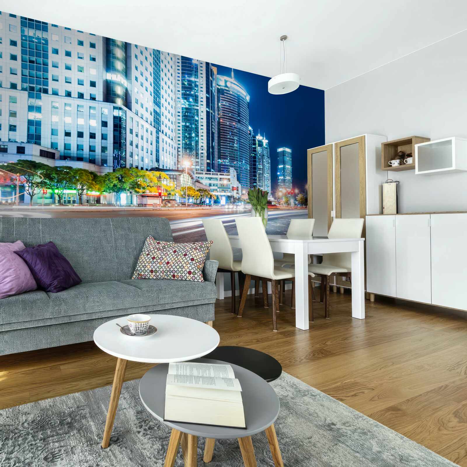 Фотошпалери нічне міське шосе без жодної душі