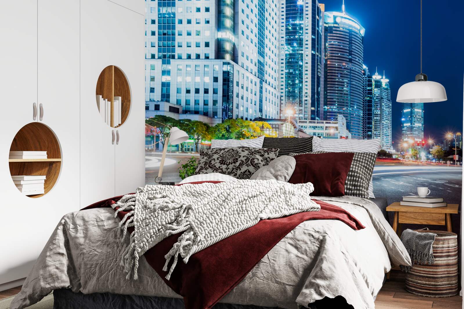 Фотошпалери нічне міське шосе без жодної душі