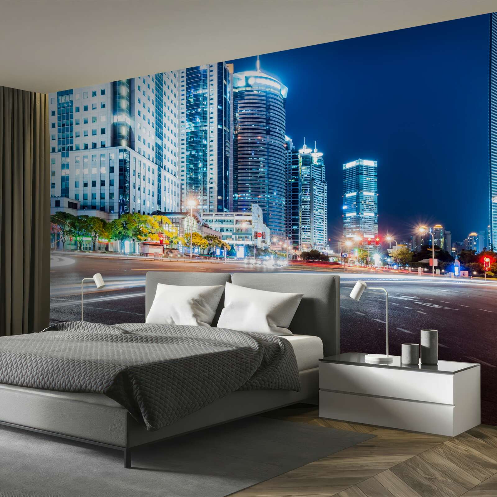 Фотошпалери нічне міське шосе без жодної душі