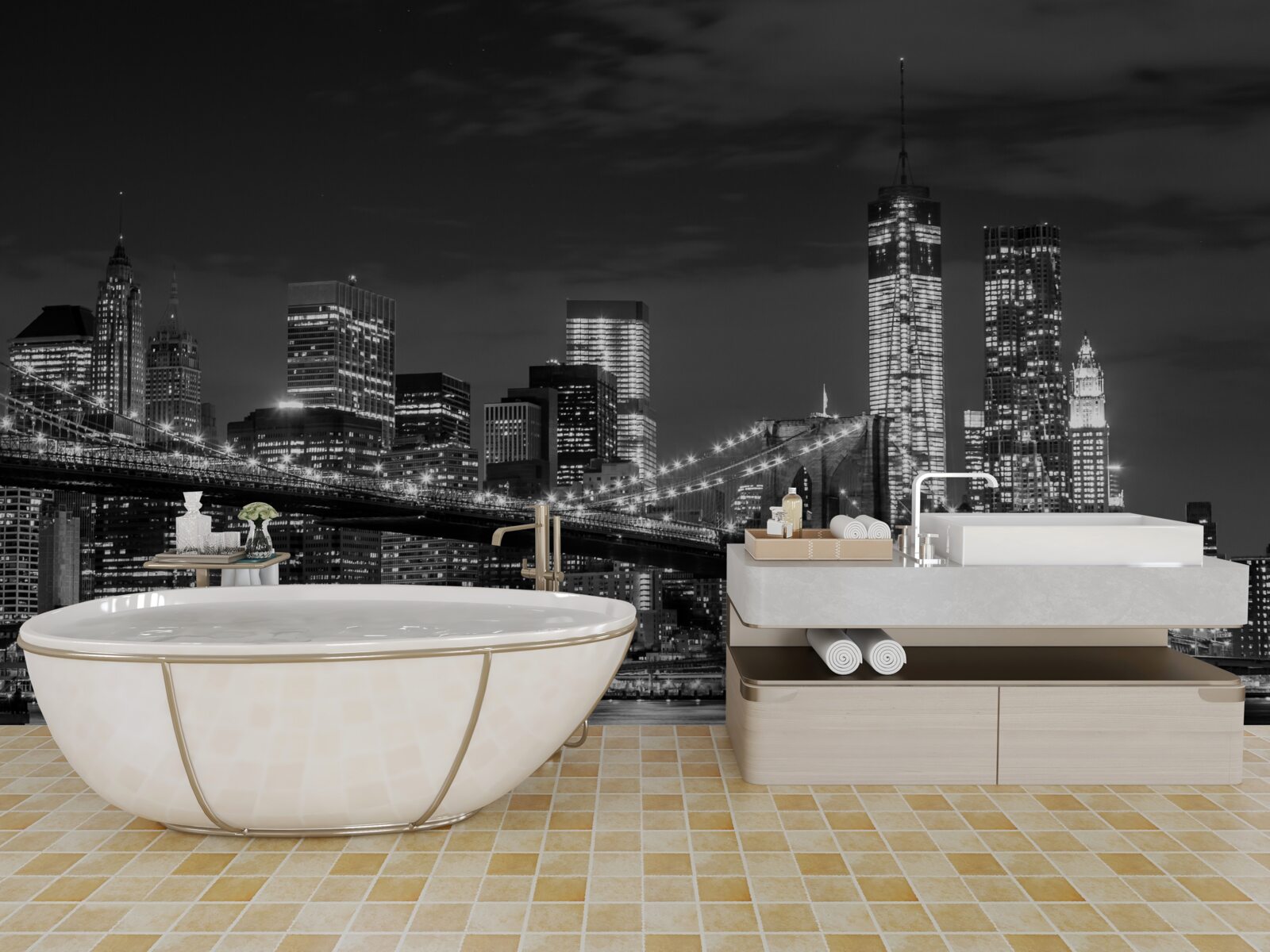 Фотошпалери монохромний мегаполіс