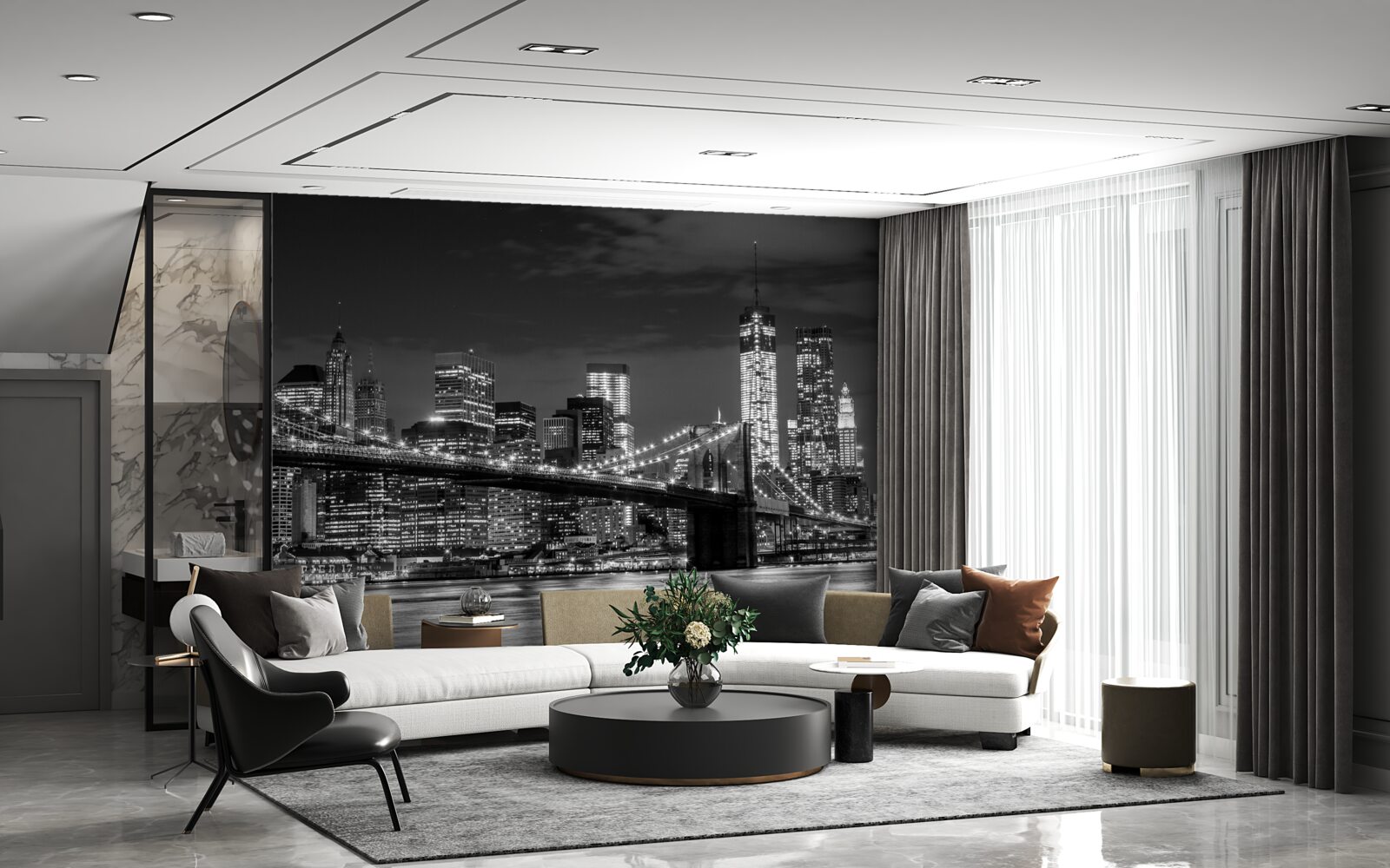 Фотошпалери монохромний мегаполіс