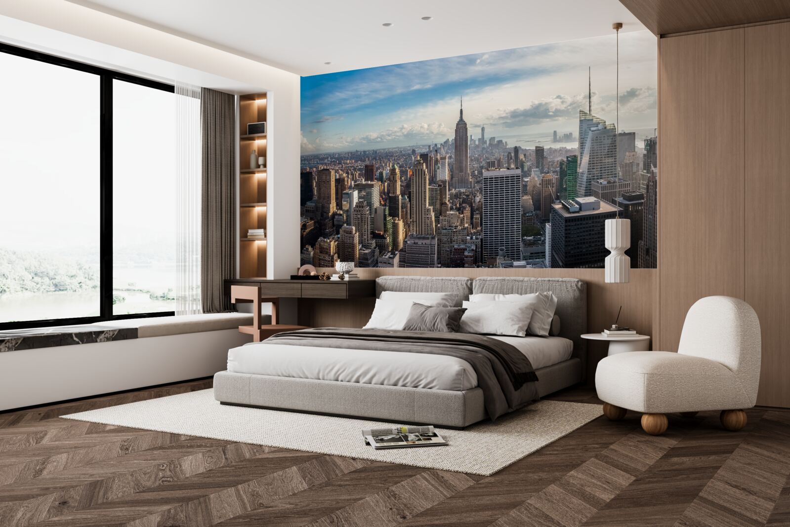 Фотошпалери погляд на мегаполіс з висоти пташиного польоту