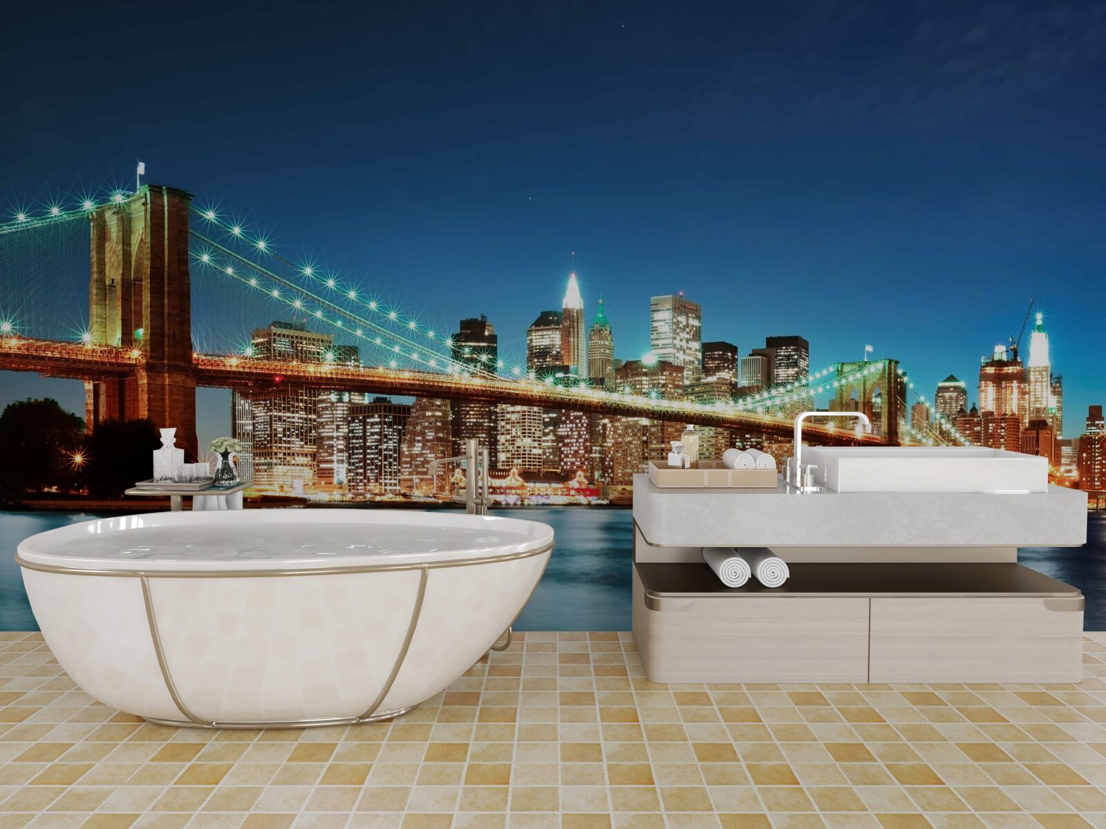 Фотошпалери нью-йорк з яскравими, сяючими вогнями