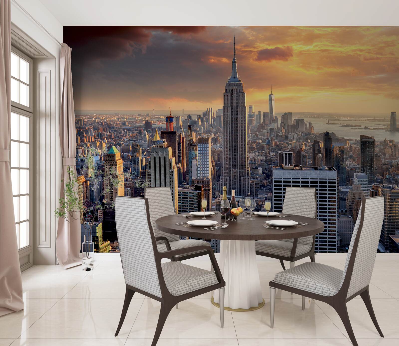 Фотошпалери сонце сідає над нью-йорком