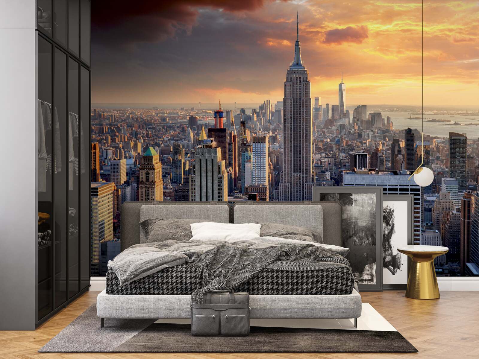 Фотошпалери сонце сідає над нью-йорком