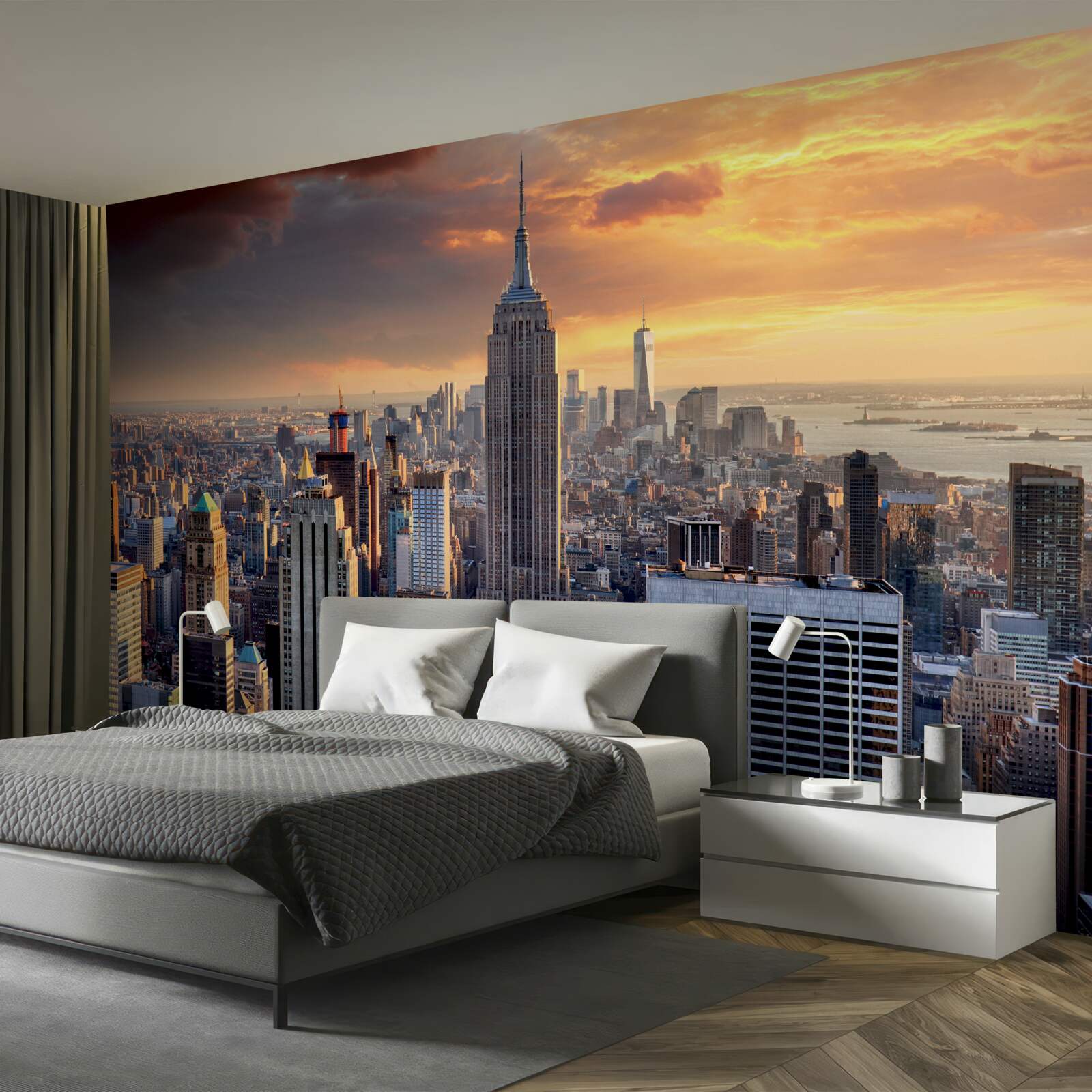 Фотошпалери сонце сідає над нью-йорком