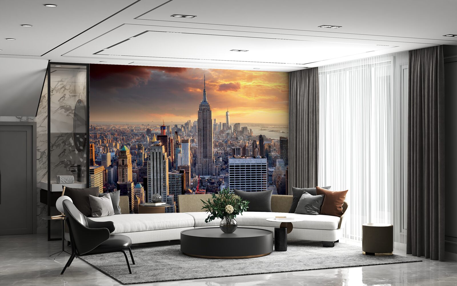 Фотошпалери сонце сідає над нью-йорком