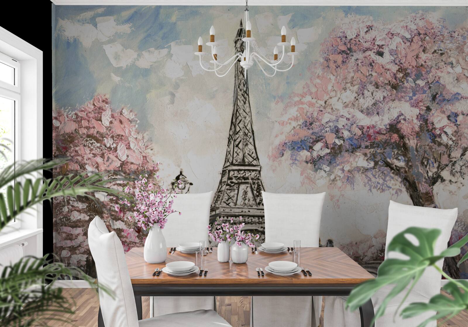 Фотошпалери романтичне джерело біля підніжжя Ейфелевої вежі