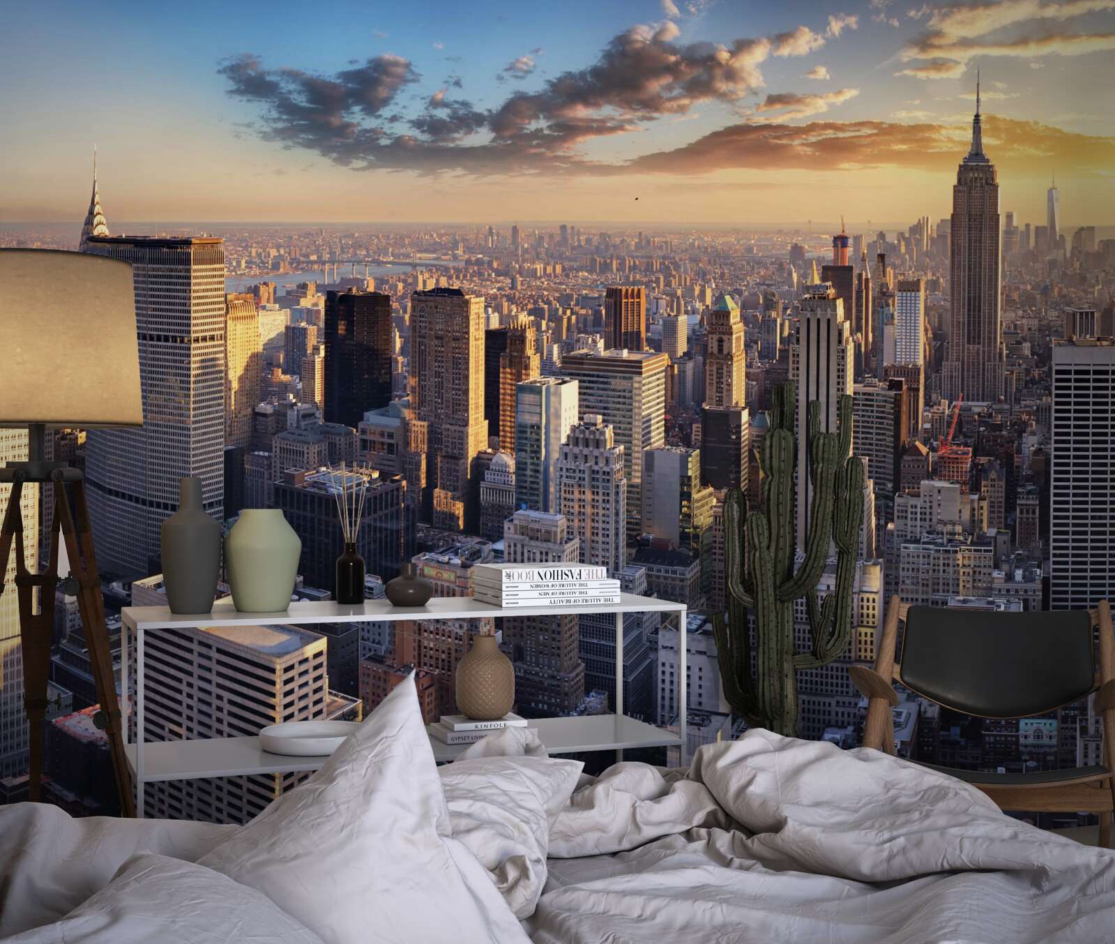 Фотошпалери захід сонця освітлює нью-йорк