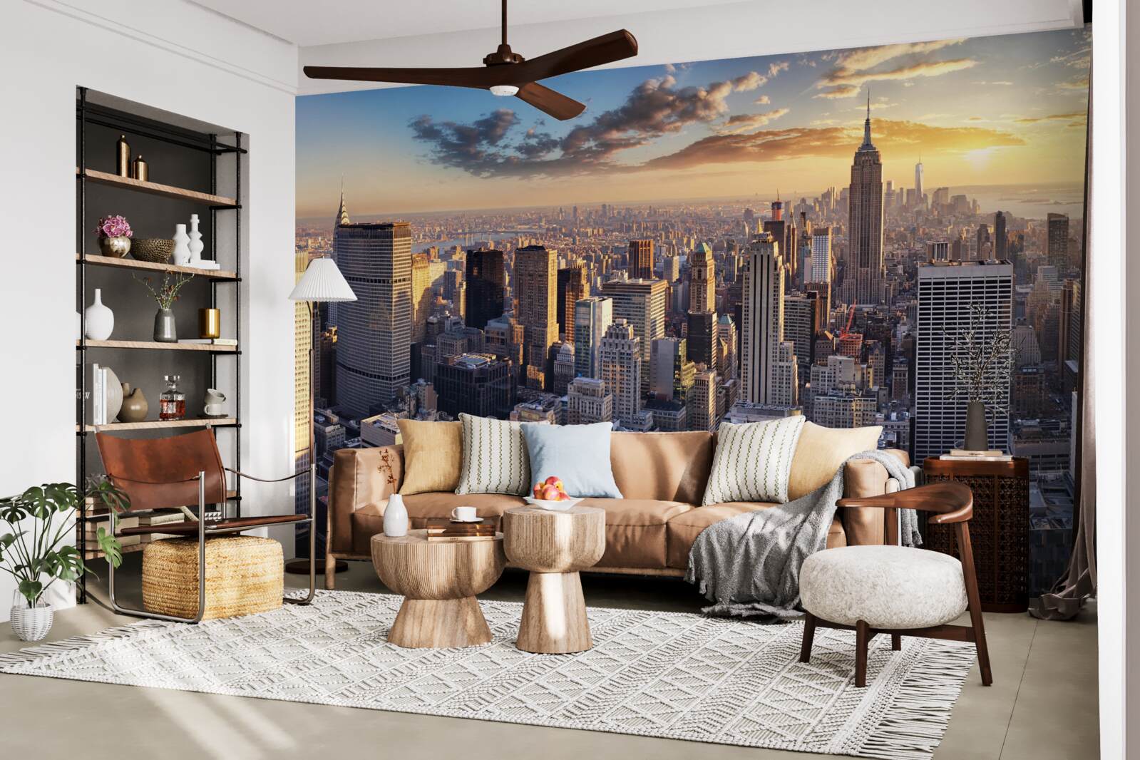 Фотошпалери захід сонця освітлює нью-йорк