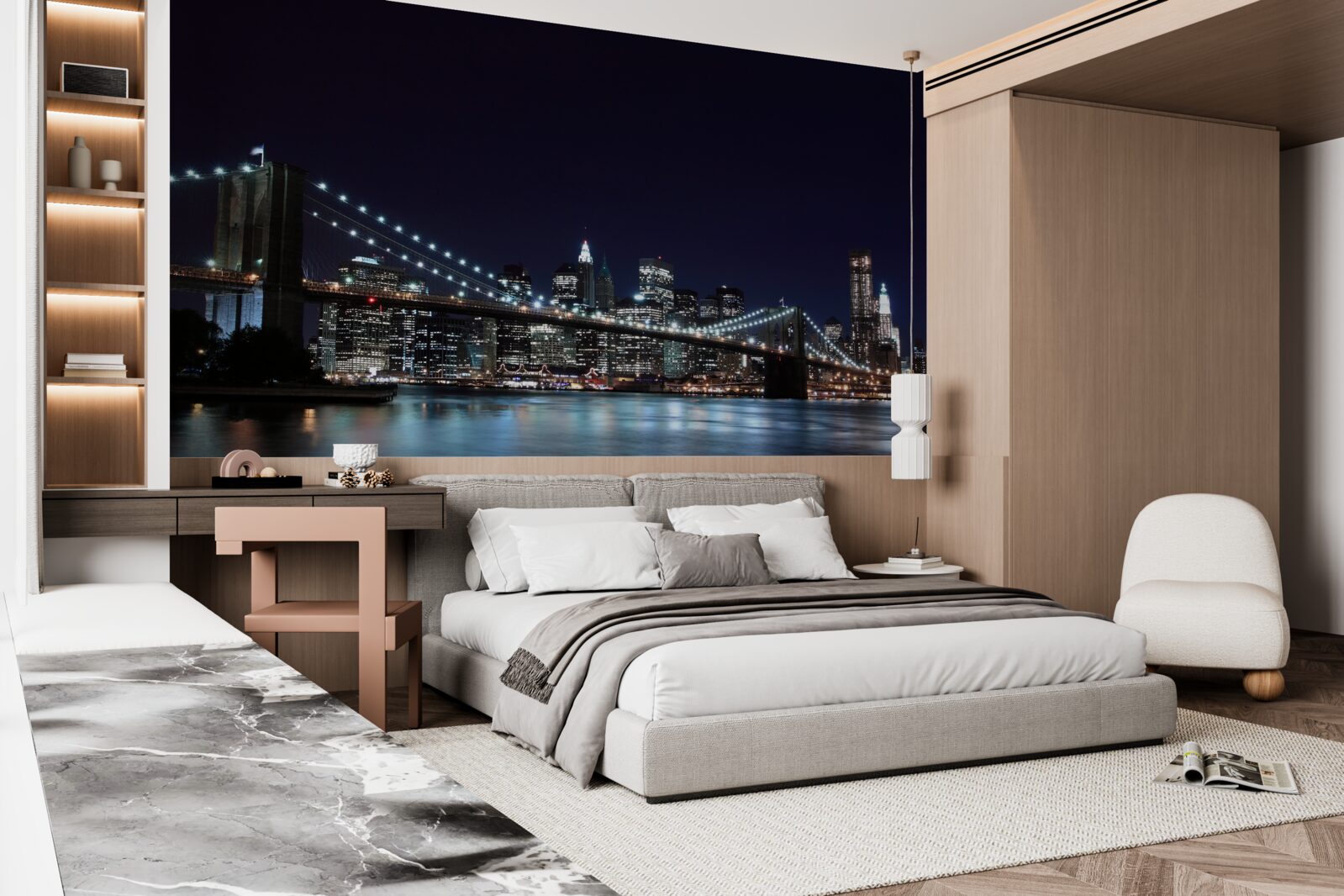 Фотошпалери Вогні Бруклінського мосту