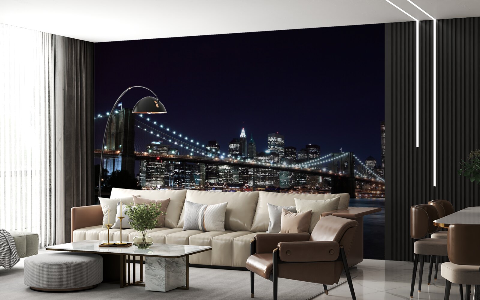 Фотошпалери Вогні Бруклінського мосту