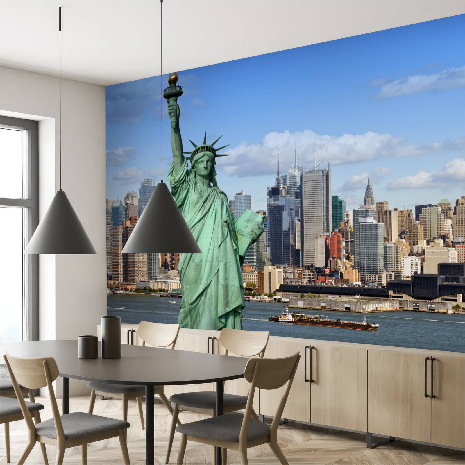 Фотошпалери статуя свободи на тлі нью-йорка