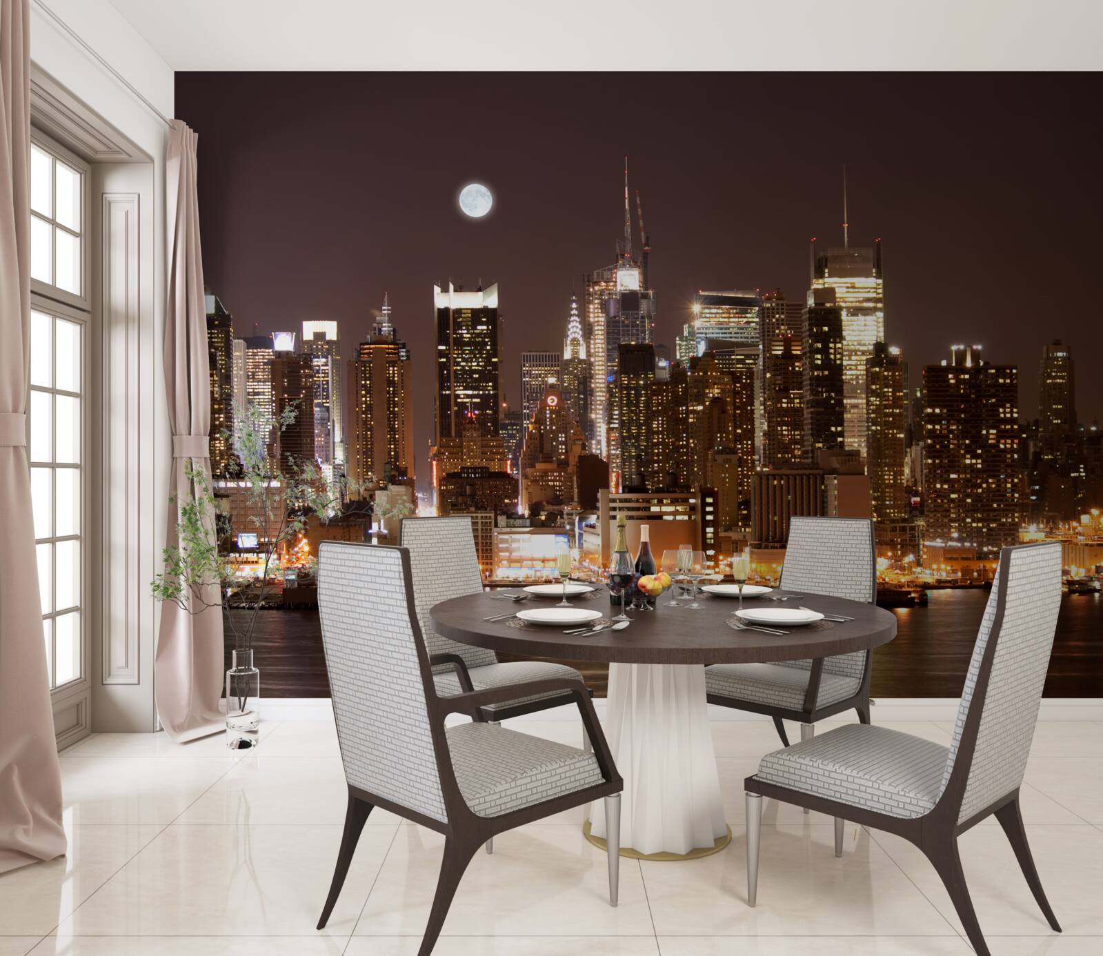 Фотошпалери чудовий панорамний вид на нічний Манхеттен