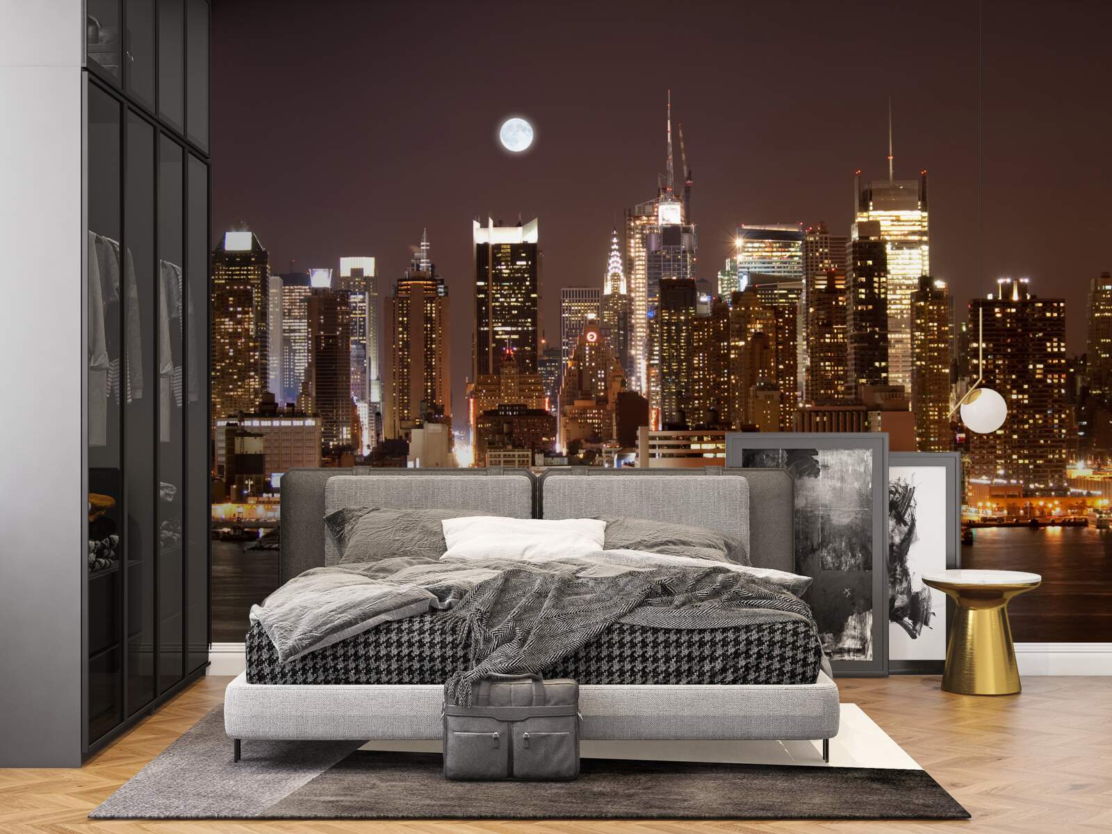 Фотошпалери чудовий панорамний вид на нічний Манхеттен