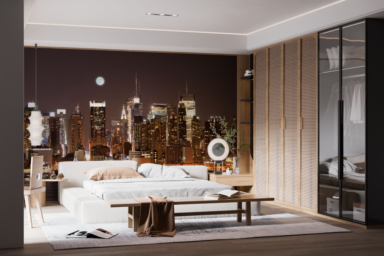 Фотошпалери чудовий панорамний вид на нічний Манхеттен