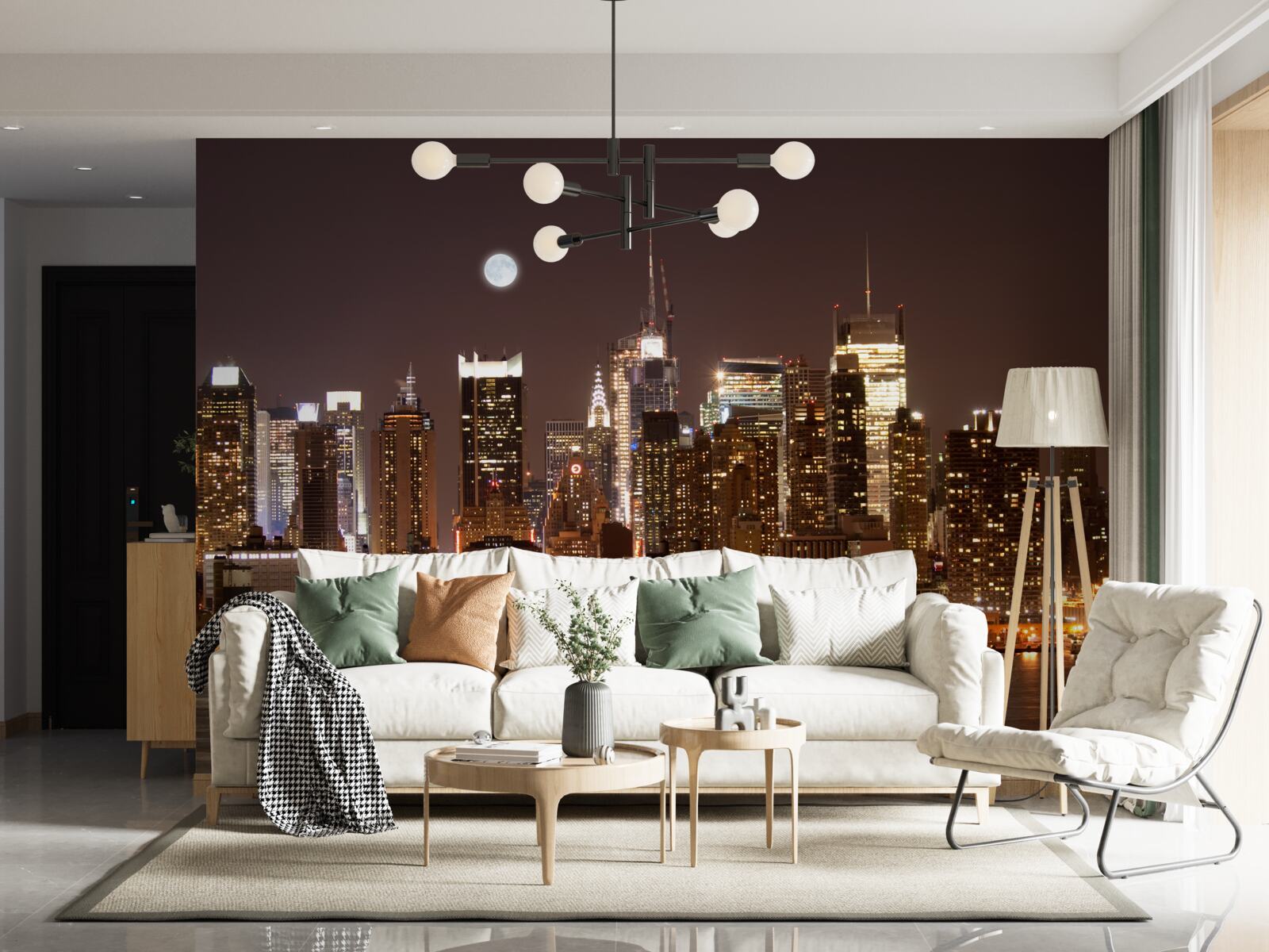 Фотошпалери чудовий панорамний вид на нічний Манхеттен