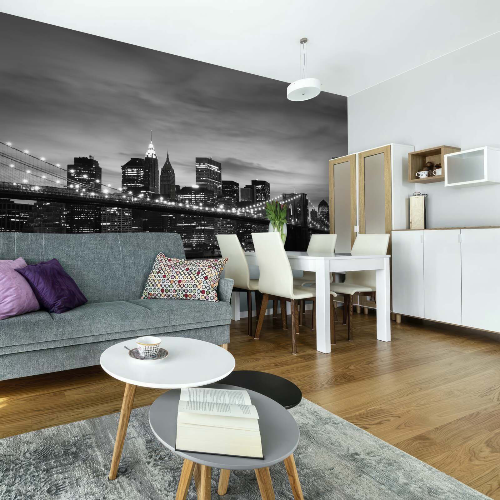 Фотошпалери чорно-білі вежі та бруклінський міст