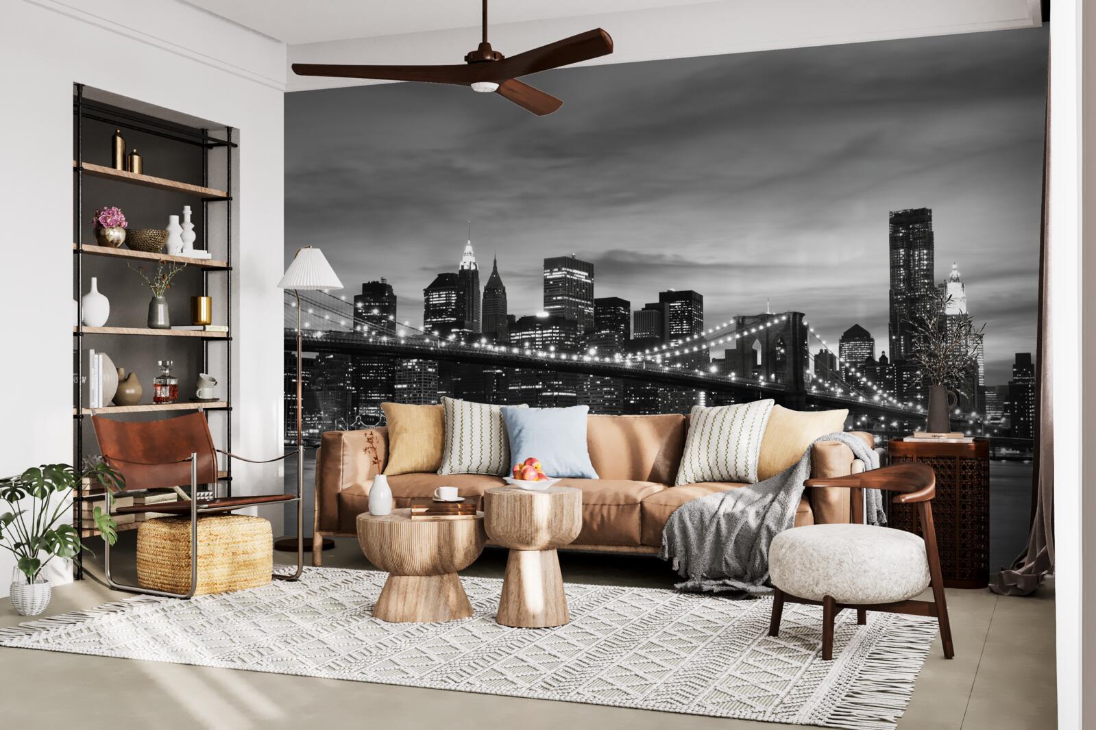 Фотошпалери чорно-білі вежі та бруклінський міст