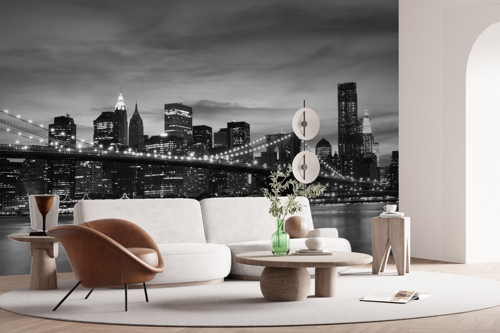 Фотошпалери чорно-білі вежі та бруклінський міст