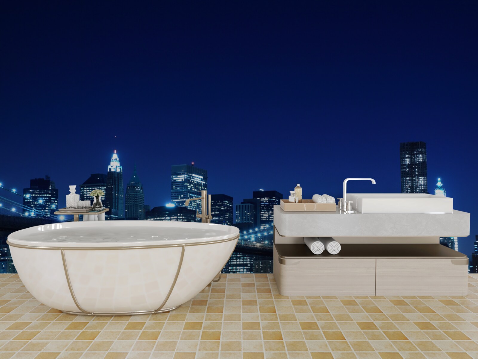 Фотошпалери Бруклінський міст вночі