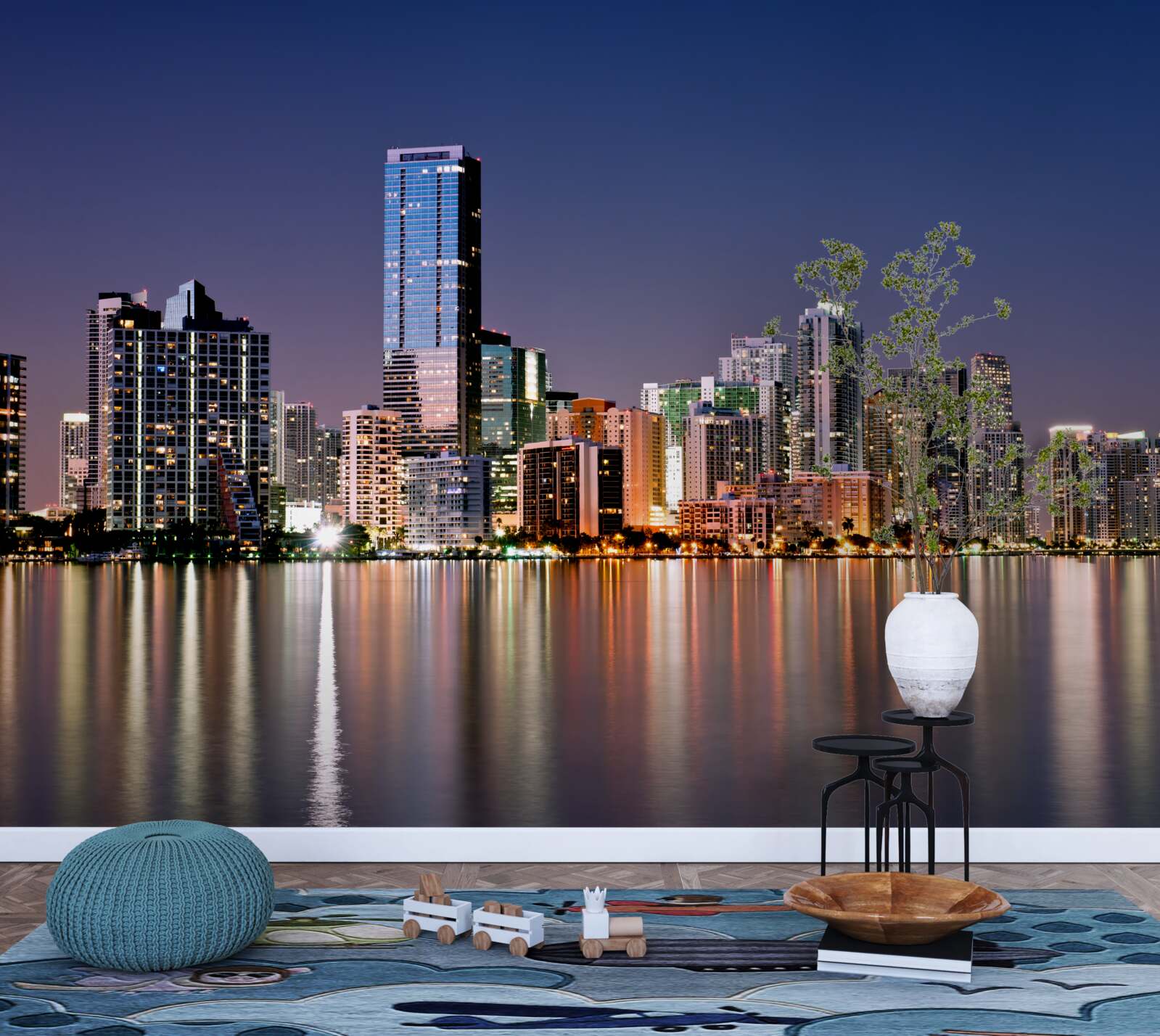 Фотошпалери міський гігант з нічним освітленням